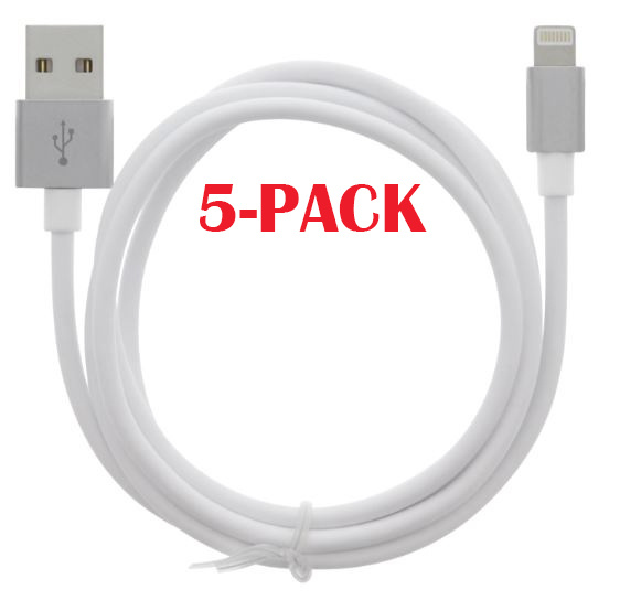 5-PACK Kabel USB-A - Lightning 2,4A, 1 m, hvit i gruppen SMARTTELEFON & NETTBRETT / Ladere og Kabler / Kabler / Kabler Lightning hos TP E-commerce Nordic AB (A22404PKT5)