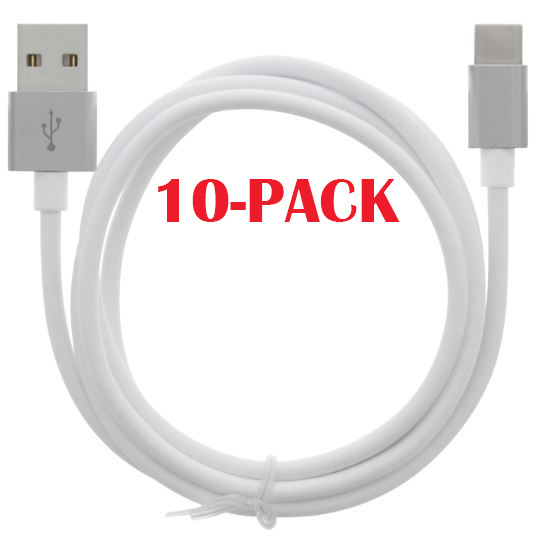 10-PACK kabel USB-A - USB-C 2,4A, 1 m, hvit i gruppen SMARTTELEFON & NETTBRETT / Ladere og Kabler / Kabler / Kabler type C hos TP E-commerce Nordic AB (A22405PKT10)