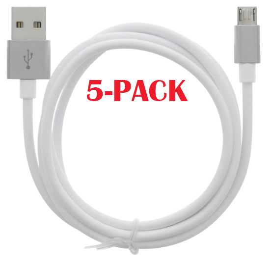 5-PACK kabel USB-A - MicroUSB 2,4A, 1 m, hvit i gruppen SMARTTELEFON & NETTBRETT / Ladere og Kabler / Kabler / Kabler microUSB hos TP E-commerce Nordic AB (A22406PKT5)