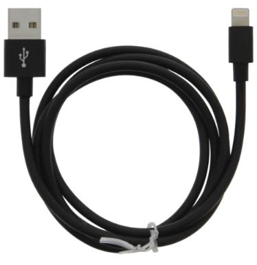 Cable USB-A - Lightning 2.4A, 1m, Black i gruppen SMARTTELEFON & NETTBRETT / Ladere og Kabler / Kabler / Kabler Lightning hos TP E-commerce Nordic AB (A22407)