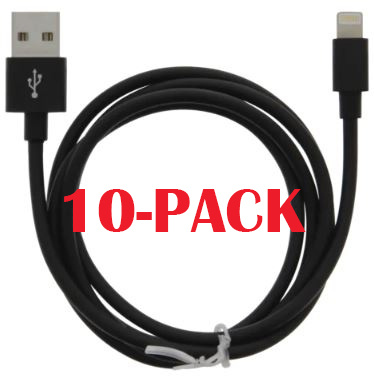 10-PACK Cable USB-A - Lightning 2.4A, 1m, Black i gruppen SMARTTELEFON & NETTBRETT / Ladere og Kabler / Kabler / Kabler Lightning hos TP E-commerce Nordic AB (A22407PKT10)