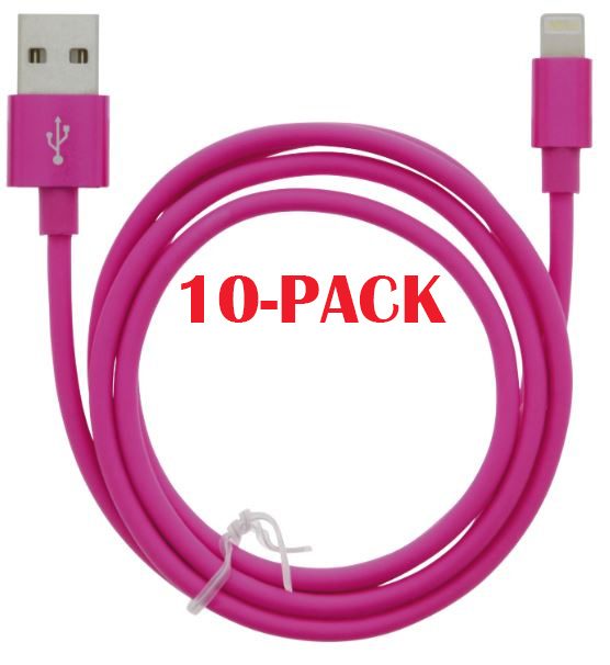 10-PACK kabel USB-A - Lightning 2,4A, 1 m, rosa i gruppen SMARTTELEFON & NETTBRETT / Ladere og Kabler / Kabler / Kabler Lightning hos TP E-commerce Nordic AB (A22410PKT10)