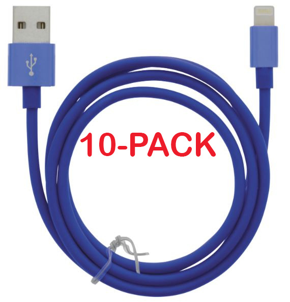 10-pk kabel USB-A - Lightning 2,4A, 1 m, blå i gruppen SMARTTELEFON & NETTBRETT / Ladere og Kabler / Kabler / Kabler Lightning hos TP E-commerce Nordic AB (A22413PKT10)
