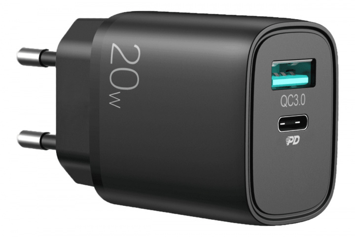 SiGN hurtiglader USB og USB-C, PD og Q. C3. 0, 3. 5A, 20W, Svart i gruppen SMARTTELEFON & NETTBRETT / Ladere og Kabler / Vegglader / Vegglader USB hos TP E-commerce Nordic AB (A22466)