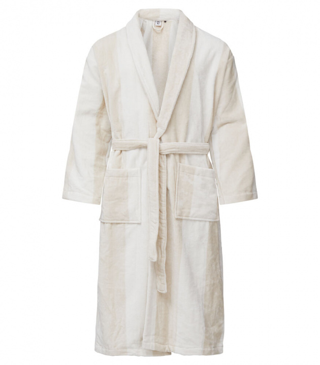 Kosta Linnewäfveri Velour badekåpe, Hvit/Sand, XXL i gruppen HJEM, HUS OG HAGE / Baderom / Badekåper hos TP E-commerce Nordic AB (A22575)