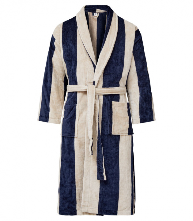 Kosta Linnewäfveri Velourbadekåpe, Navy/Sand, L/XL i gruppen HJEM, HUS OG HAGE / Baderom / Badekåper hos TP E-commerce Nordic AB (A22576)