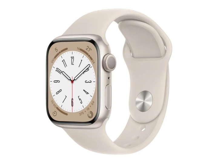 Apple Watch Series 8 41 mm Starlight/Aluminium med Starlight Sportband GPS + Cellular i gruppen SMARTTELEFON & NETTBRETT / Trening, hjem og fritid / Apple Watch og tilbehør / Apple Watch hos TP E-commerce Nordic AB (A22765)