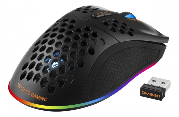 DELTACO GAMING DM220 Trådløs lettvekts gamingmus, RGB, svart i gruppen Datautstyr / Mus & Tastatur / Mus / Gaming hos TP E-commerce Nordic AB (A22842)