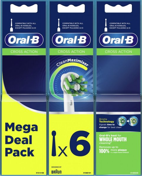 Oral-B Cross Action 6-pack i gruppen HELSE OG SKJØNNHET / Munnpleie / Elektriske tannbørster tilbehør hos TP E-commerce Nordic AB (A22894)