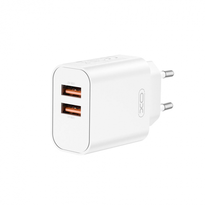 XO wall charger CE34 2x USB 2,4A white i gruppen SMARTTELEFON & NETTBRETT / Ladere og Kabler / Vegglader / Vegglader USB hos TP E-commerce Nordic AB (A22962)