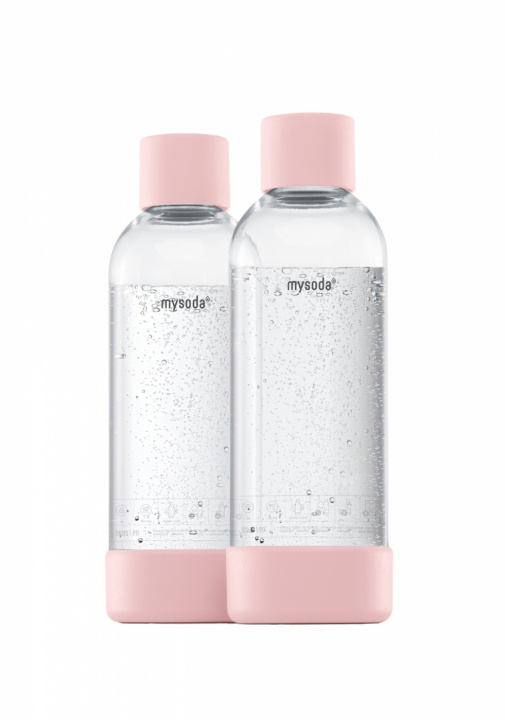 Mysoda PET-flaska 1L 2-pack, Pink i gruppen HJEM, HUS OG HAGE / Husholdningsapparater / Vann og juice / Kullsyremaskin / Tilbehør hos TP E-commerce Nordic AB (A22979)