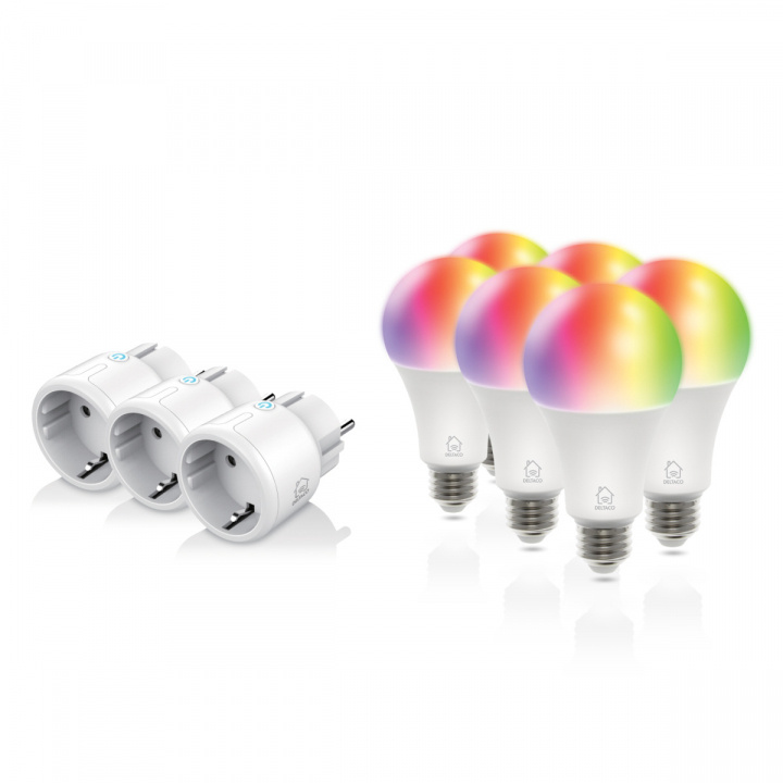 DELTACO SMART HOME Start kit 3x mini-strömbrytare och 6x RGB-lampor i gruppen HJEM, HUS OG HAGE / Smarthus / Smart belysning hos TP E-commerce Nordic AB (A22983)