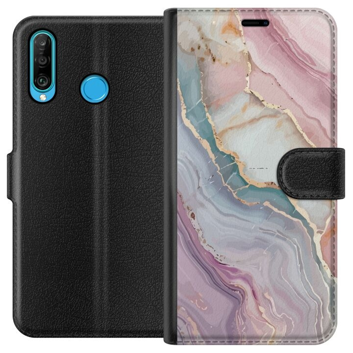 Lommeboketui til Huawei P30 lite med Marmor motiv i gruppen SMARTTELEFON & NETTBRETT / Mobilbeskyttelse / Huawei/Honor hos TP E-commerce Nordic AB (A53235)