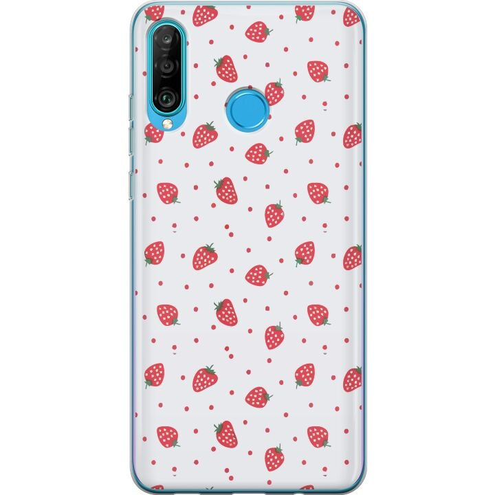 Mobildeksel til Huawei P30 lite med Jordbær motiv i gruppen SMARTTELEFON & NETTBRETT / Mobilbeskyttelse / Huawei/Honor hos TP E-commerce Nordic AB (A53257)