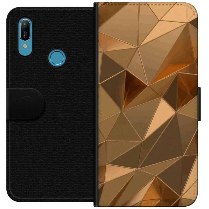 Lommeboketui til Huawei Y6 (2019) med 3D Gull motiv i gruppen SMARTTELEFON & NETTBRETT / Mobilbeskyttelse / Huawei/Honor hos TP E-commerce Nordic AB (A53801)