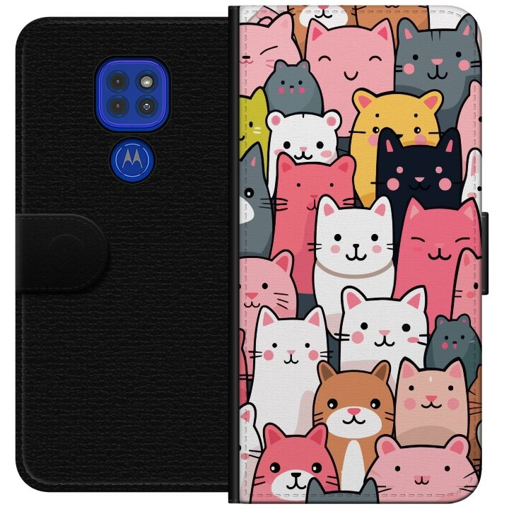Lommeboketui til Motorola Moto G9 Play med Kattmønster motiv i gruppen SMARTTELEFON & NETTBRETT / Mobilbeskyttelse / Motorola hos TP E-commerce Nordic AB (A55591)