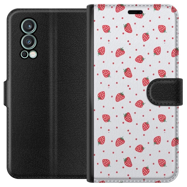 Lommeboketui til OnePlus Nord 2 5G med Jordbær motiv i gruppen SMARTTELEFON & NETTBRETT / Mobilbeskyttelse / OnePlus hos TP E-commerce Nordic AB (A57328)