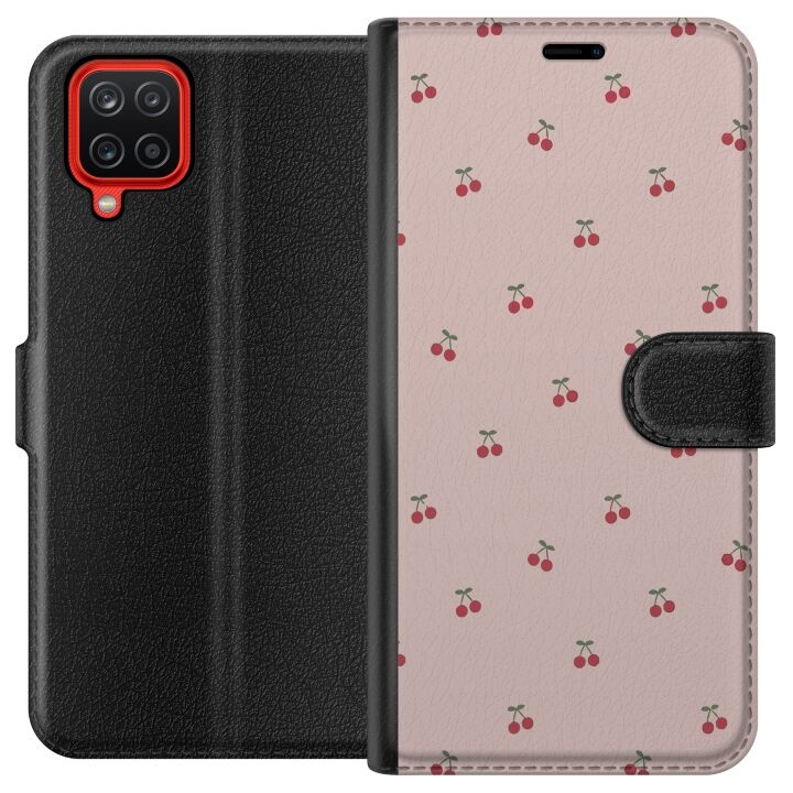Lommeboketui til Samsung Galaxy A12 med Kirsebær motiv i gruppen SMARTTELEFON & NETTBRETT / Mobilbeskyttelse / Samsung hos TP E-commerce Nordic AB (A58587)