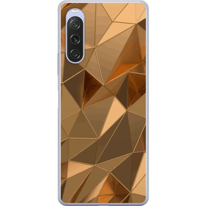Mobildeksel til Sony Xperia 10 V med 3D Gull motiv i gruppen SMARTTELEFON & NETTBRETT / Mobilbeskyttelse / Sony hos TP E-commerce Nordic AB (A61088)