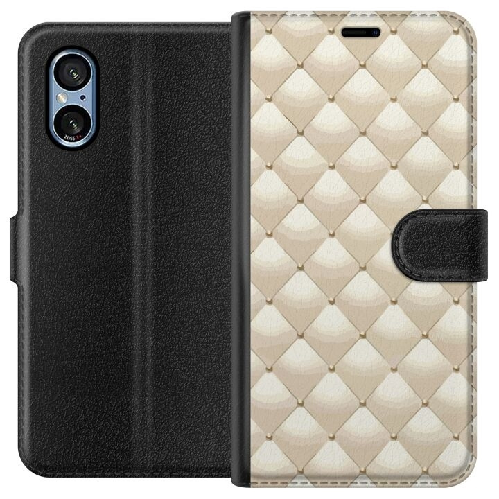 Lommeboketui til Sony Xperia 5 V med Gullglans motiv i gruppen SMARTTELEFON & NETTBRETT / Mobilbeskyttelse / Sony hos TP E-commerce Nordic AB (A61549)