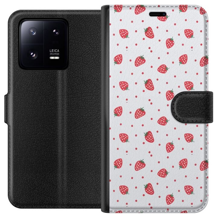 Lommeboketui til Xiaomi 13 Pro med Jordbær motiv i gruppen SMARTTELEFON & NETTBRETT / Mobilbeskyttelse / Xiaomi hos TP E-commerce Nordic AB (A64186)