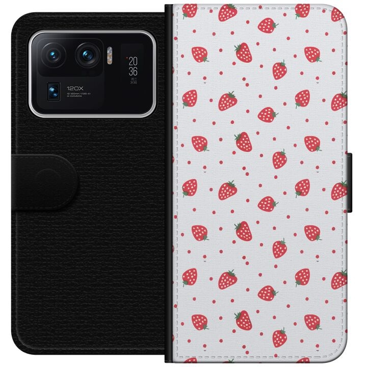 Lommeboketui til Xiaomi Mi 11 Ultra med Jordbær motiv i gruppen SMARTTELEFON & NETTBRETT / Mobilbeskyttelse / Xiaomi hos TP E-commerce Nordic AB (A64969)