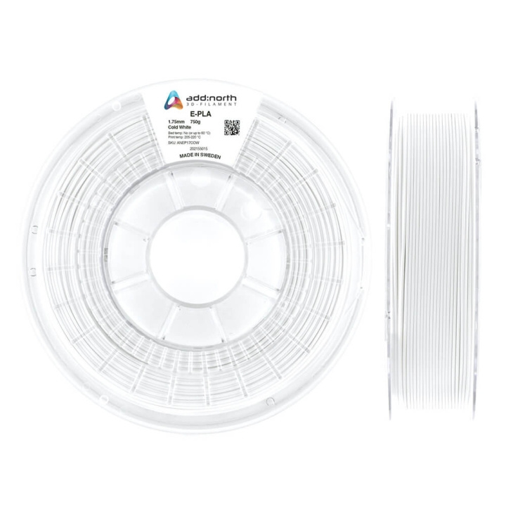 ADDNORTH E-PLA 1.75mm 750g Cold White i gruppen Datautstyr / Skrivere og tilbehør / Skrivere / 3D-skrivere og tilbehør / Tillbehör hos TP E-commerce Nordic AB (C00062)