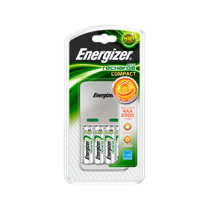 ENERGIZER lader Compact 2000 inkl 4st AA LR6 2000mAh i gruppen Elektronikk / Batterier & Ladere / Batterilader hos TP E-commerce Nordic AB (C00504)