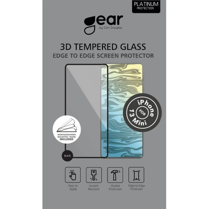 GEAR Herdet Glass 3D Full Cover Svart iPhone 13 Mini i gruppen SMARTTELEFON & NETTBRETT / Mobilbeskyttelse / Apple / iPhone 13 Mini / Skjermbeskyttelse hos TP E-commerce Nordic AB (C00745)