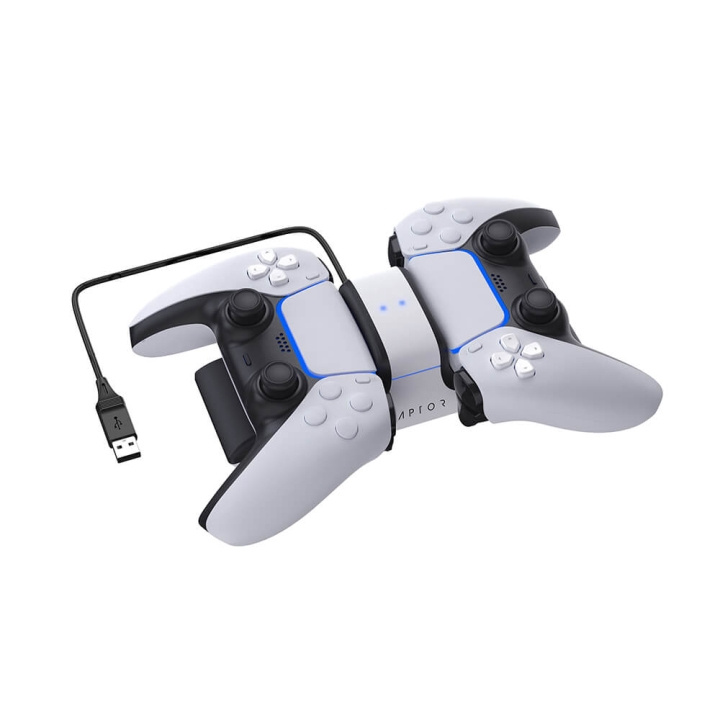 RAPTOR Lader for Håndkontroll Dual PS5 i gruppen Elektronikk / TV-spill & tilbehør / Sony PlayStation 5 / Tilbehør hos TP E-commerce Nordic AB (C00838)