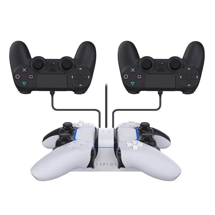 RAPTOR Lader for Handkontroll Dual PS4/PS5 i gruppen Elektronikk / TV-spill & tilbehør / Sony PlayStation 5 / Tilbehør hos TP E-commerce Nordic AB (C00839)