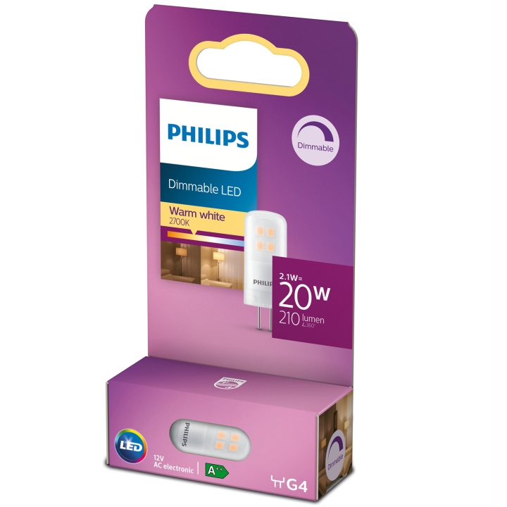 Philips LED G4 20W (2,1W) 12V 210lm dimbar varm hvit i gruppen Elektronikk / Lys / LED-lys hos TP E-commerce Nordic AB (C01331)