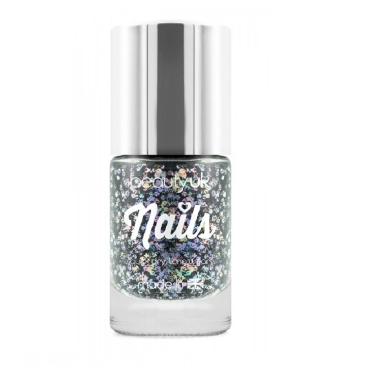 Beauty UK Glitter Nail Polish - Midnight Sky Black i gruppen HELSE OG SKJØNNHET / Manikyr/pedikyr / Neglelakk hos TP E-commerce Nordic AB (C02004)