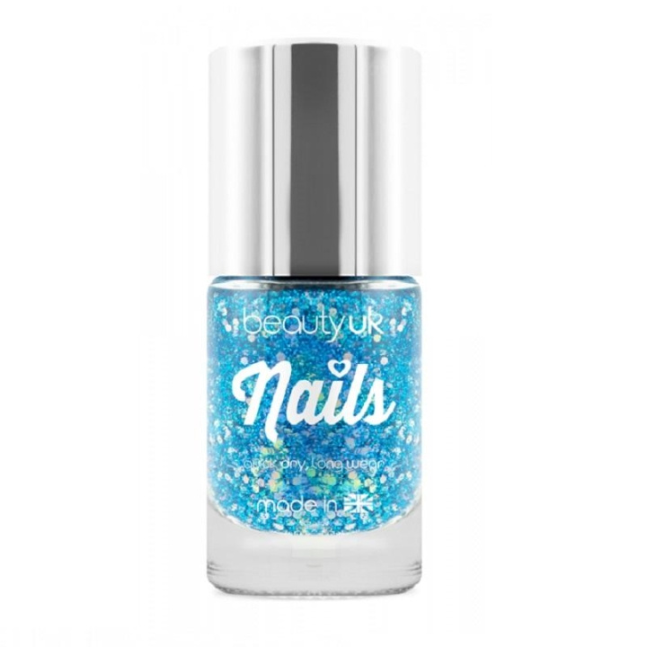 Beauty UK Glitter Nail Polish - Supernova Blue i gruppen HELSE OG SKJØNNHET / Manikyr/pedikyr / Neglelakk hos TP E-commerce Nordic AB (C02006)