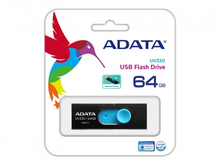 adata UV320 64 GB svart/blå USB 3.1 i gruppen Elektronikk / Lagringsmedia / USB-Pinner / USB 3.1 hos TP E-commerce Nordic AB (C02533)
