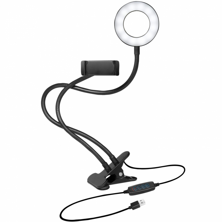 LogiLink Ringlys for smarttelefon Ø8,5 cm med klemme i gruppen Elektronikk / Foto og video / Fotograferingsutstyr / Ring light hos TP E-commerce Nordic AB (C02664)