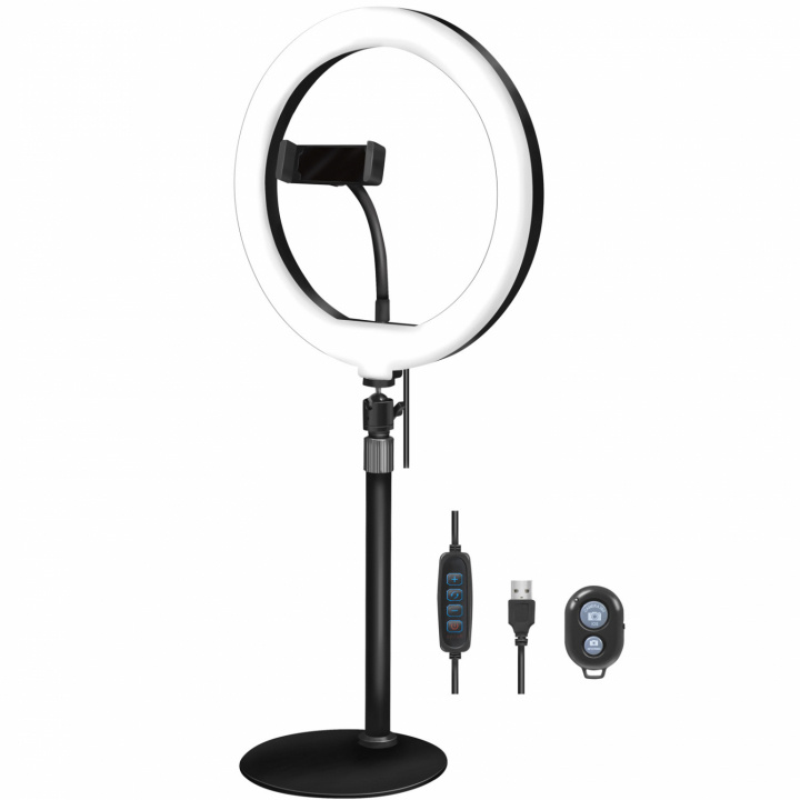 LogiLink Ringlys for smarttelefon Ø25 cm m bordstativ i gruppen Elektronikk / Foto og video / Fotograferingsutstyr / Ring light hos TP E-commerce Nordic AB (C02666)