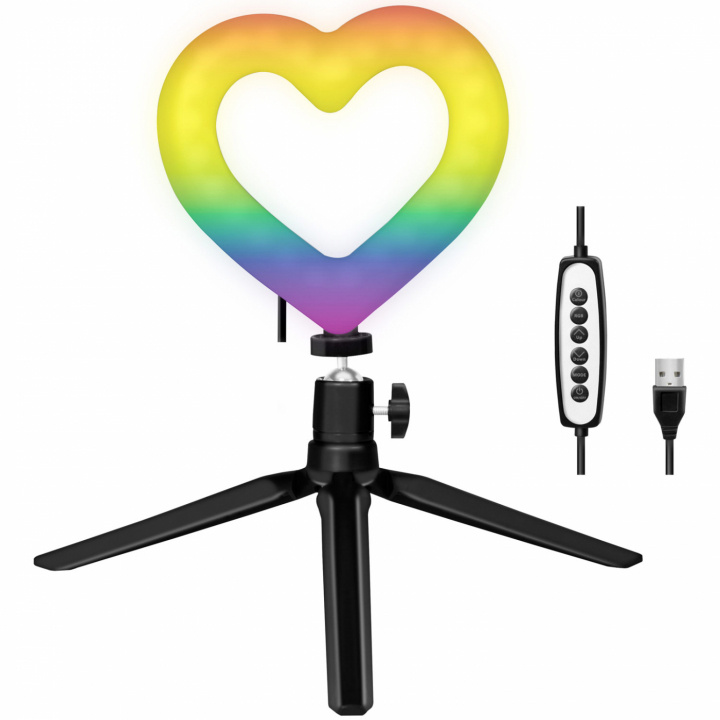LogiLink Ringlys Hjerteformet RGB-ringlys med bordstativ i gruppen Elektronikk / Foto og video / Fotograferingsutstyr / Ring light hos TP E-commerce Nordic AB (C02667)