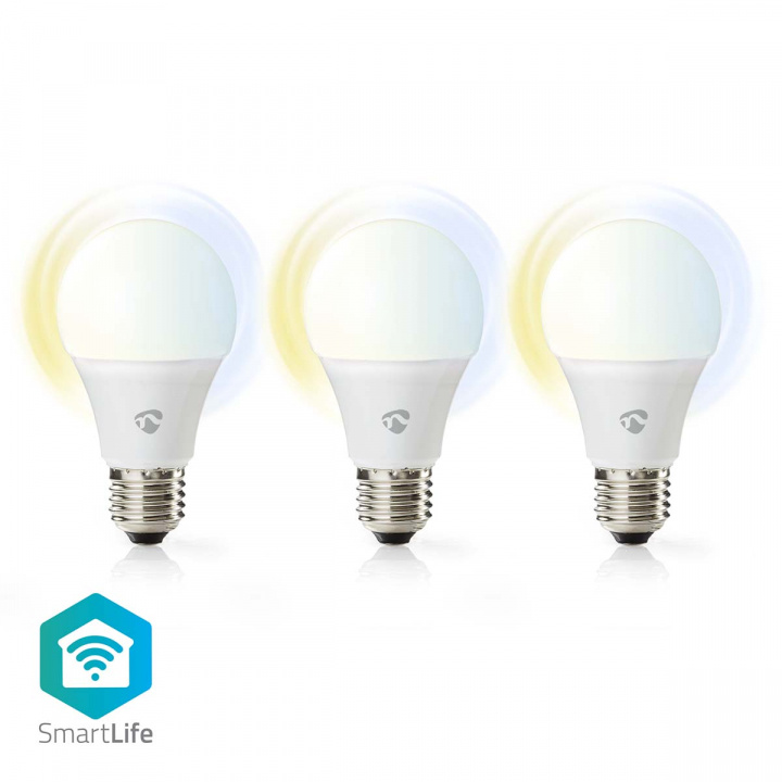 Nedis SmartLife LED-Pære | Wi-Fi | E27 | 806 lm | 9 W | Varm til avkjølt hvitt | 2700 - 6500 K | Android™ / IOS | pære | 3 stk i gruppen HJEM, HUS OG HAGE / Smarthus / Smart belysning hos TP E-commerce Nordic AB (C03303)