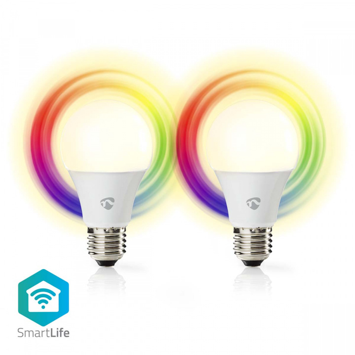 Nedis SmartLife Fullfarge LED-Pære | Wi-Fi | E27 | 806 lm | 9 W | RGB / Varm til avkjølt hvitt | 2700 - 6500 K | Android™ / IOS | pære | 2 stk i gruppen HJEM, HUS OG HAGE / Smarthus / Smart belysning hos TP E-commerce Nordic AB (C03307)