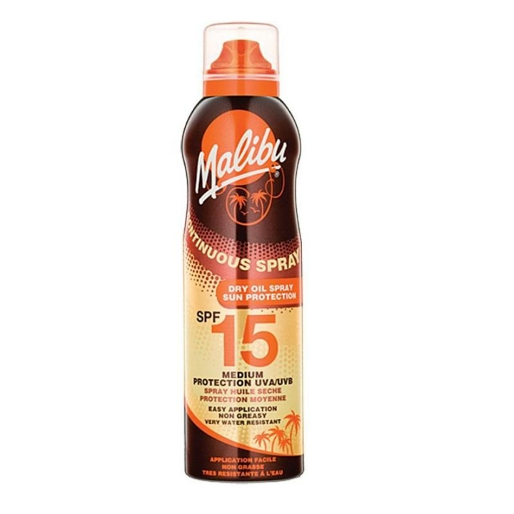 Malibu Kontinuerlig tørr oljespray SPF15 175 ml i gruppen HELSE OG SKJØNNHET / Hudpleie / Soling / Solkrem hos TP E-commerce Nordic AB (C03710)