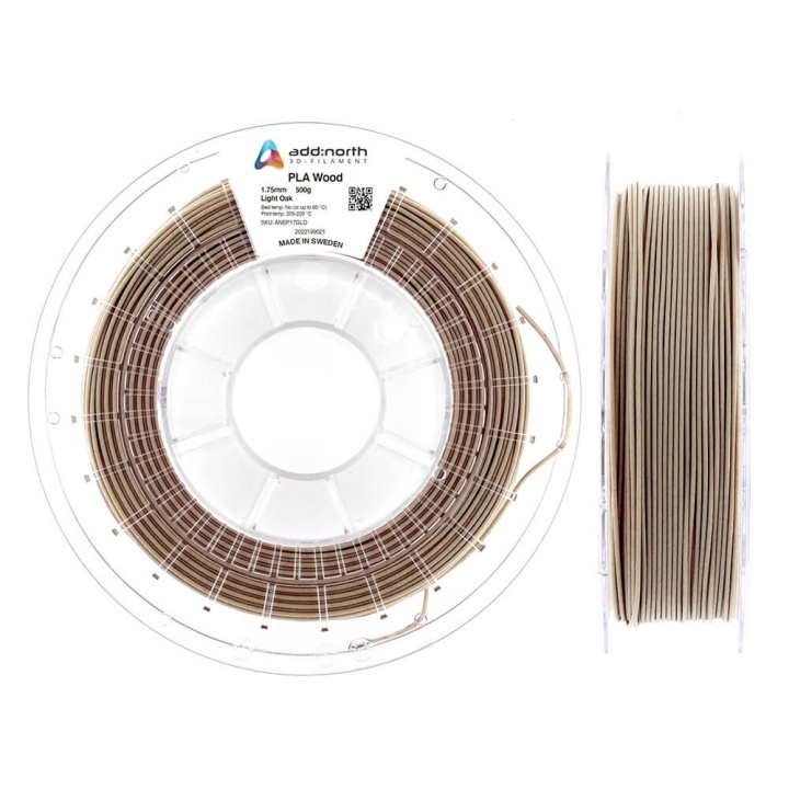 ADDNORTH Filament PLA Wood 1.75mm 500g Lys Eik i gruppen Datautstyr / Skrivere og tilbehør / Skrivere / 3D-skrivere og tilbehør / Tillbehör hos TP E-commerce Nordic AB (C03751)