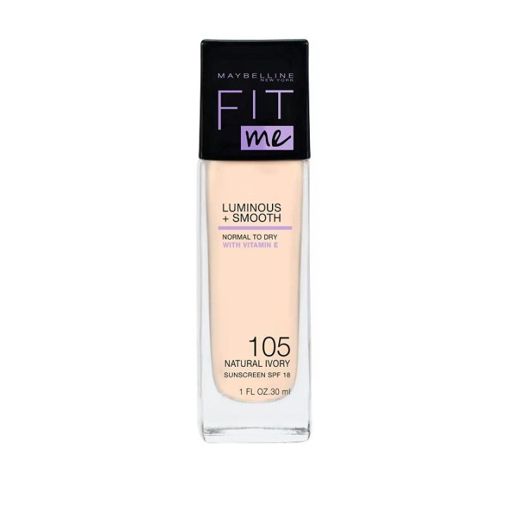 Maybelline Fit Me Luminous + Smooth Foundation - 105 Natural Ivory i gruppen HELSE OG SKJØNNHET / Makeup / Makeup ansikt / Foundation hos TP E-commerce Nordic AB (C03794)