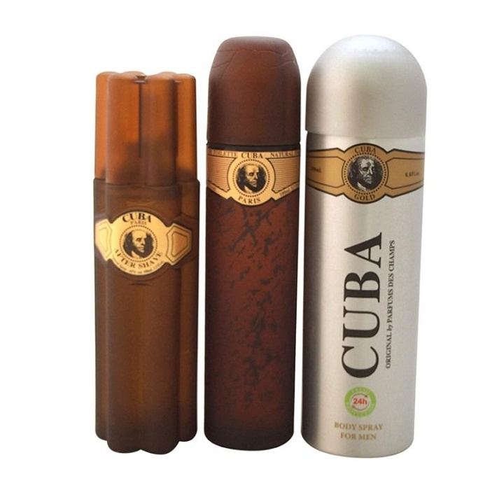Cuba Cuba Gavesett Gold Edt 100ml + After shave 100ml + Body Spray 200ml i gruppen HELSE OG SKJØNNHET / Duft og parfyme / Parfyme / Parfyme for han hos TP E-commerce Nordic AB (C03833)