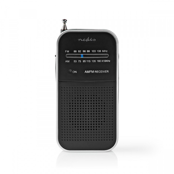 Nedis FM-radio | Bærbar design | AM / FM | Batteri drevet | Analog | 1.5 W | Svart hvit skerm | Hodetelefonutgang | IP20 | Aluminium / Sort i gruppen Elektronikk / Lyd & Bilde / Hjemmekino, HiFi og bærbar / Radio & Vekkerklokker / Radio hos TP E-commerce Nordic AB (C04392)