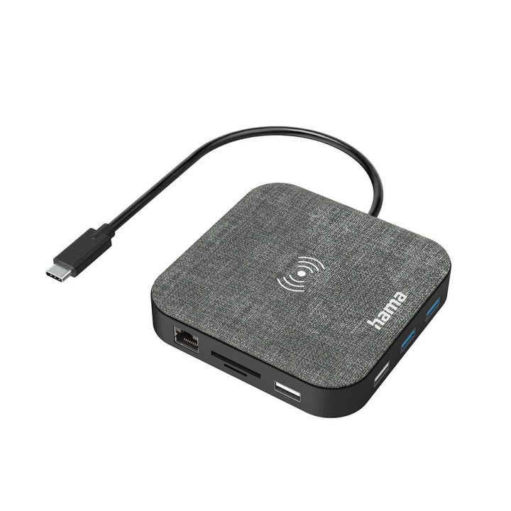 Hama USB-C Hub Multiport Qi-opladning 12 porter i gruppen Datautstyr / Datamaskin Tilbehør / USB-Hubs hos TP E-commerce Nordic AB (C04470)