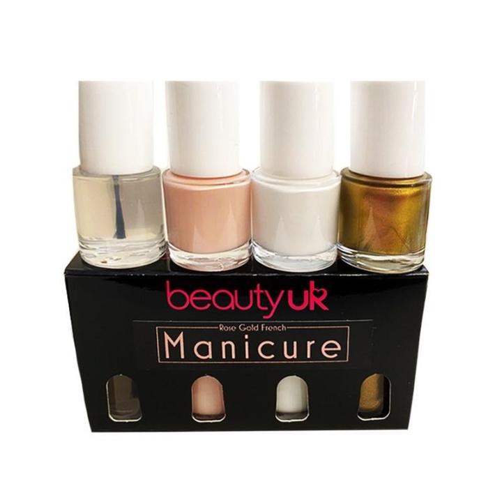 Beauty UK Rose Gold French Manicure Set 4x9ml i gruppen HELSE OG SKJØNNHET / Manikyr/pedikyr / Neglelakk hos TP E-commerce Nordic AB (C04549)