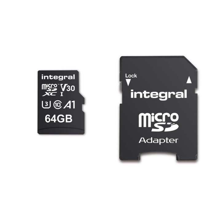 INTEGRAL 64 GB høyhastighets microSDHC/XC V30 UHS-I U3 minnekort i gruppen Elektronikk / Lagringsmedia / Minnekort / MicroSD/HC/XC hos TP E-commerce Nordic AB (C04785)