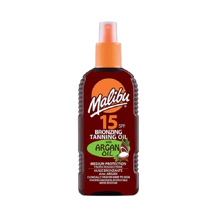 Malibu Bronzing Tanning Oil med arganolje SPF15 200 ml i gruppen HELSE OG SKJØNNHET / Hudpleie / Soling / Solkrem hos TP E-commerce Nordic AB (C05167)