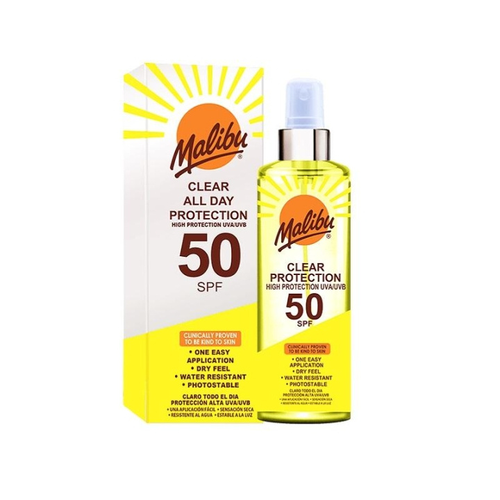 Malibu Clear Protection Spray SPF50 250 ml i gruppen HELSE OG SKJØNNHET / Hudpleie / Soling / Solkrem hos TP E-commerce Nordic AB (C05174)
